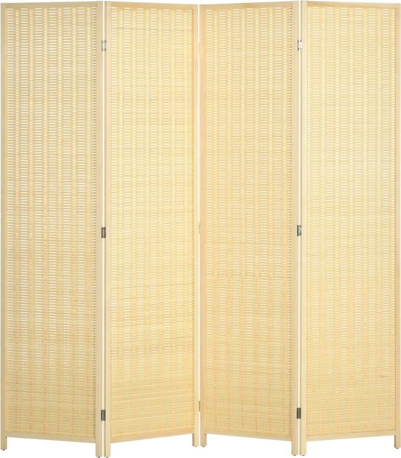 Paravent van hout ruimteverdeler scheidingswand opvouwbaar 4 panelen 180 x 180 cm voor slaapkamer huis binnenruimtes