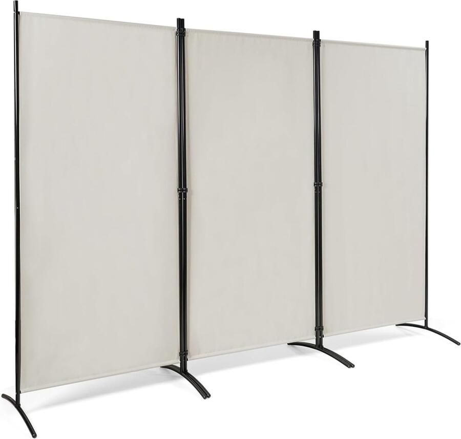 Paravent voor binnen van metaal inklapbare ruimteverdeler met stabiele poten scheidingswanden voor binnen voor thuis en op kantoor (wit 260 x 183 cm 3 panelen)
