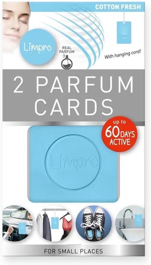 Parfum cards Cotton fresh Blauw Set van 2 Frisse geur 16.5 x 9.5 Geurzakje Auto Schoenen Sneakers Kledingkast Boot Toilet – Met Echte Parfum Vaderdag Cadeau Papadag - Foto 2