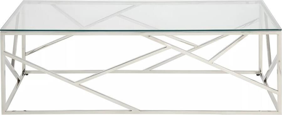 PASCAL MORABITO Salontafel ATHENA Gehard glas en staal Chroomkleurig van Pascal Morabito L 120 cm x H 40 cm x D 60 cm - Foto 3