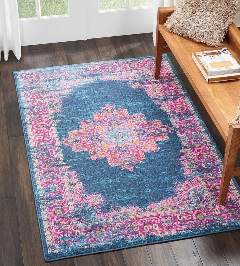 Passion Area tapijt PSN03 3'9X5'9 blauw luxe tapijtrug handgemaakt