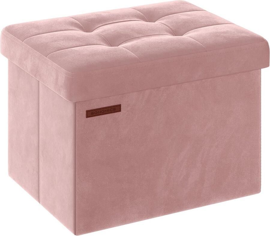 Rootz Living Rootz Pastelroze Zitkist Opbergpoef Voetensteun MDF Fluwelen Schuim 32 Liter Capaciteit 31cm x 41cm x 31cm 2 1kg 130kg Laadvermogen