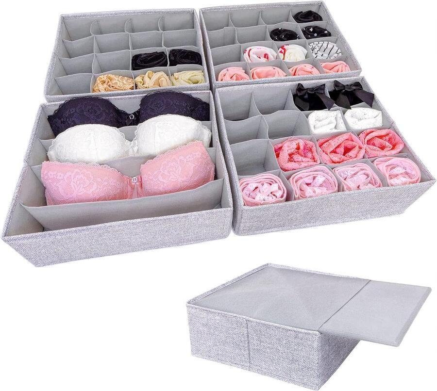 Pax 75 Organizer voor kledingkast; stevige bodem; opberg- inzetsysteem voor lades voor sokken beha ondergoed 4-delige set