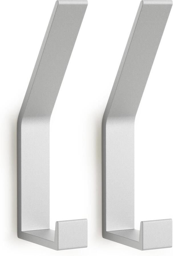 PDGROW kapstokhaken 2 stuks handdoekhaken om te boren (schroeven onzichtbaar!) wandkapstokhaken moderne kapstok voor jassen mantels kleding sjaals handtassen en meer (zilver)