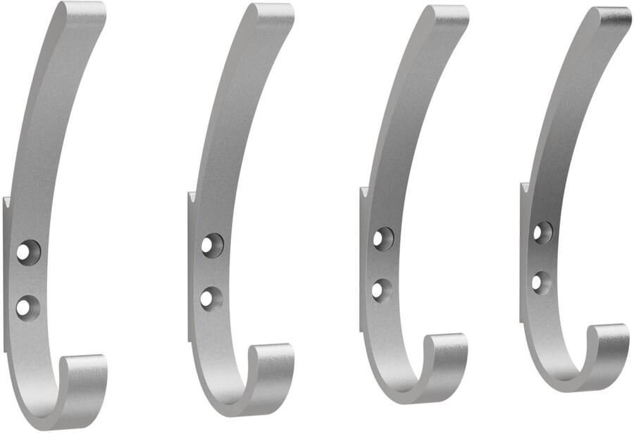 PDGROW kapstokhaken 4-pack kapstokhaken extra sterke wandhaken handdoekhaken om te boren kapstokhaken voor aan de muur haken om te schroeven ideaal voor badkamer toilet keuken kantoor (zilver)