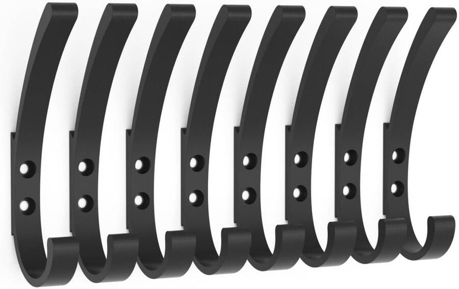 PDGROW kapstokhaken 8 stuks extra sterke wandhaken handdoekhaken om te boren kapstokhaken voor aan de muur haken om te schroeven ideaal voor badkamer toilet keuken kantoor (zwart)