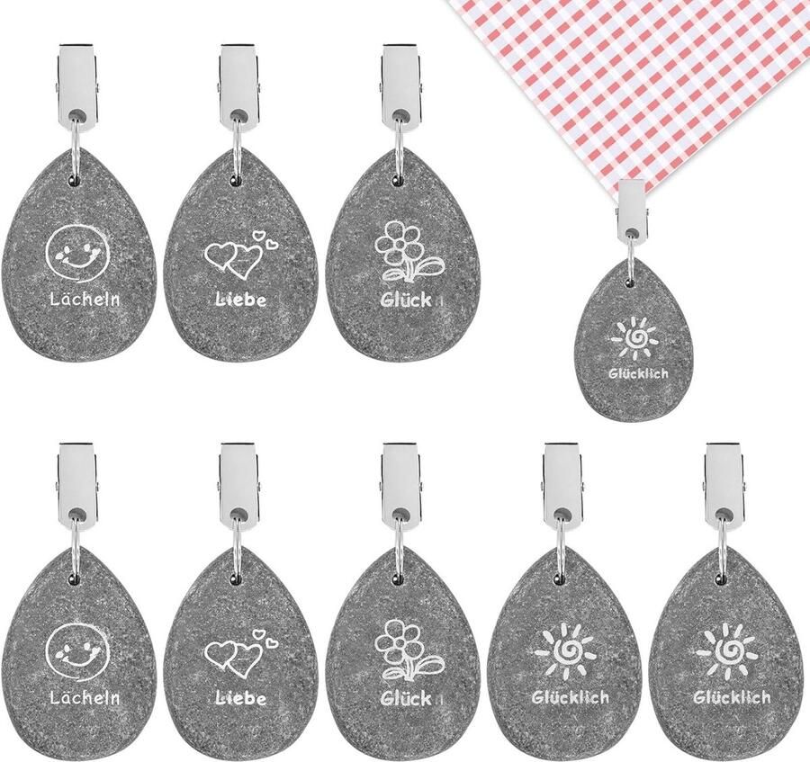 Peaktop Tafelkleed gewichten natuursteen 8 stuks marmer met clips