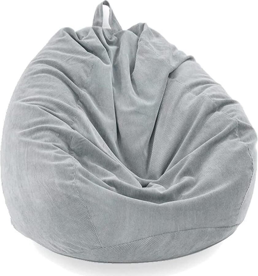Pear Bean Bag Corduroy Armchair without Filling for Outdoor Indoor Relaxation Lounge Chair Bedroom Cushion (Grey 70x80cm)