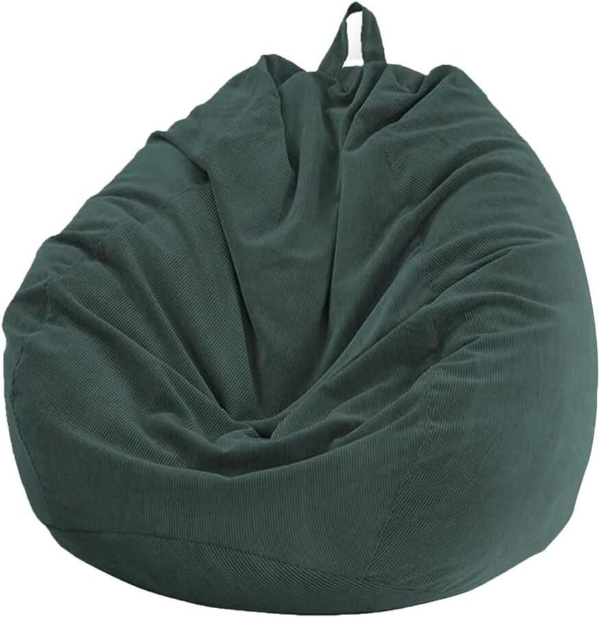 Pear Bean Bag Corduroy Armchair zonder Vulling voor Buiten Binnen Relaxatie Lounge Stoel Slaapkamer Kussen (Donkergroen 100x120cm)