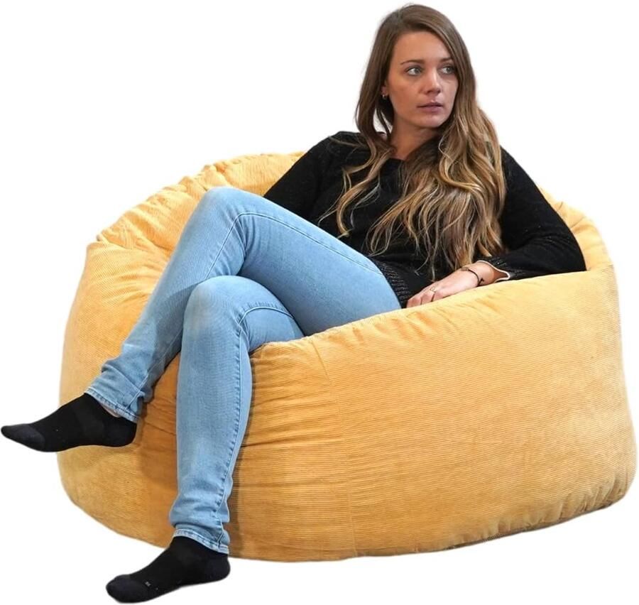 Peer-vormige Poef Gigantische Zitzakstoel 100 cm voor Binnen en Buiten Comfortabele Zitervaring voor Volwassenen en Kinderen