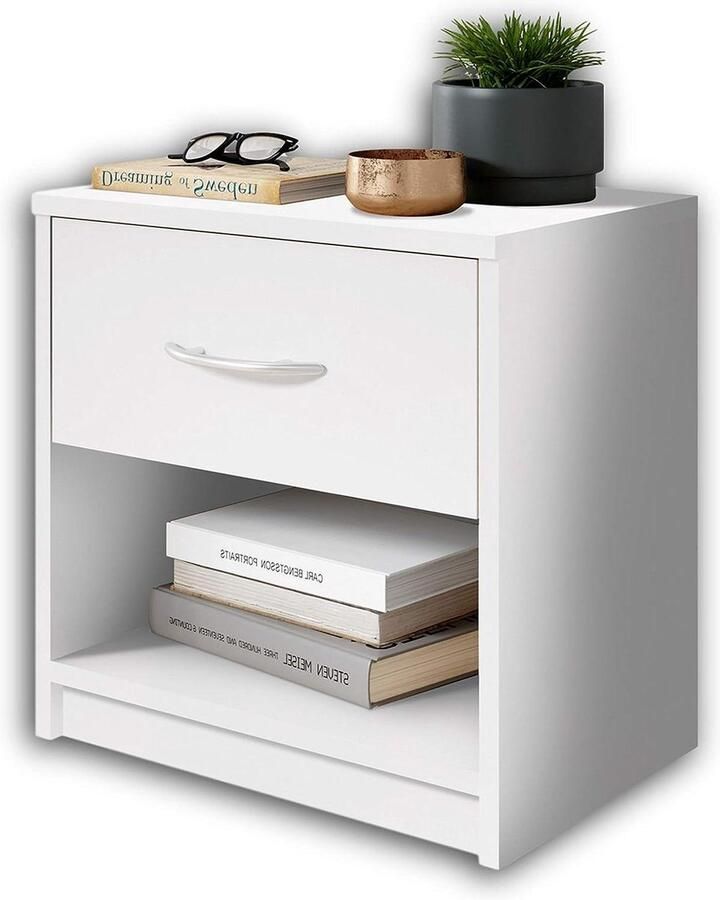 Pepe Nachtkastje van Hout Wit met Lade Stella Trading Beside shelf