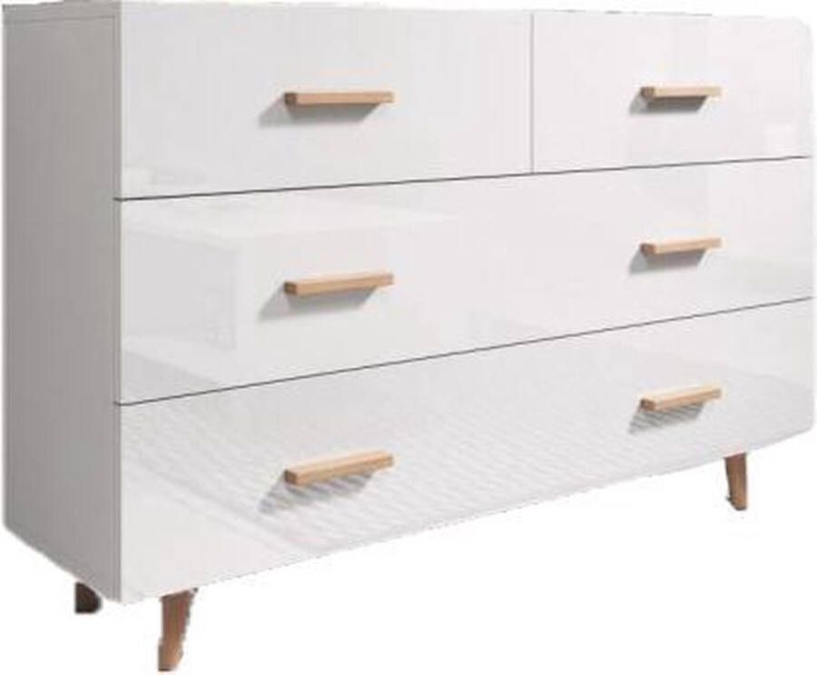 Perfecthomeshop Ladekast Wit Hoogglans Scandinavisch Design 125x35x80 cm