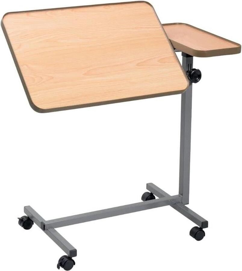 Performance Health Dual Action Portable Over Bed Table In hoogte verstelbare Wheeld Tafel met Tiltable Oppervlak Gelamineerde Top Veeg Schoon