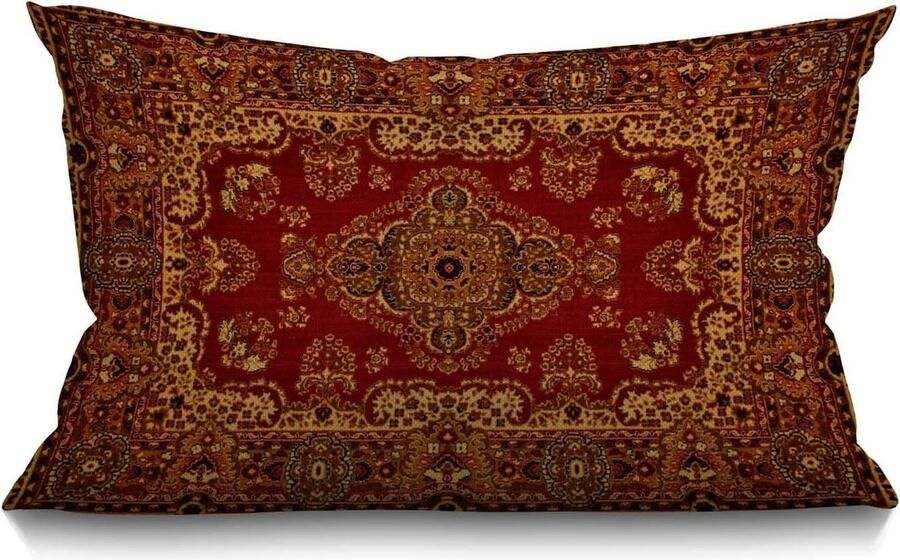 Perzisch tapijtpatroon lumbale kussenhoes 30 x 50 cm decoratieve slaapkamer woonkamer antieke print rode rechthoekige kussensloop bed bank vintage stijl kussensloop 30x50