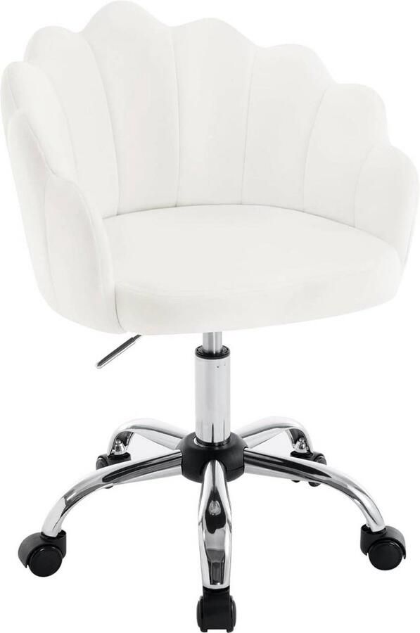 Rootz Living Rootz Petal Design Bureaustoel Fluwelen Draaistoel Ergonomische Fauteuil Verstelbare Hoogte 41cm x 37 5cm Beige Roze Lichtgrijs