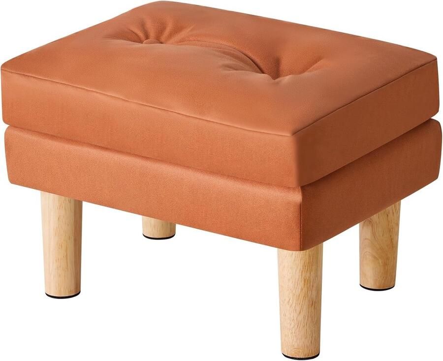 Petit Poef Ottoman Ronde Zittingen Perfect Voor Woonkamer 1 Stuk Beige Hout en Synthetische Kussens 40x29x32CM