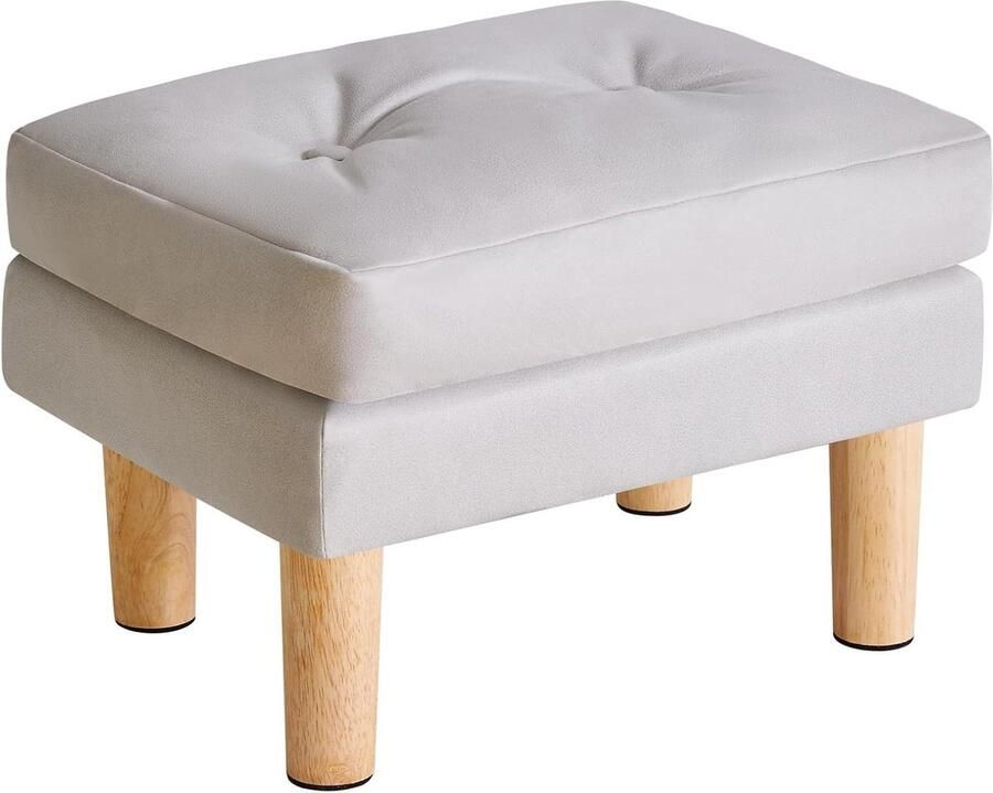 Petit Poef Ottoman Chaise Rembourré en Éponge Repose-Pieds Bas en Bois pour Chambre à Coucher Salon Grijs HBD041G 40×29×32CM