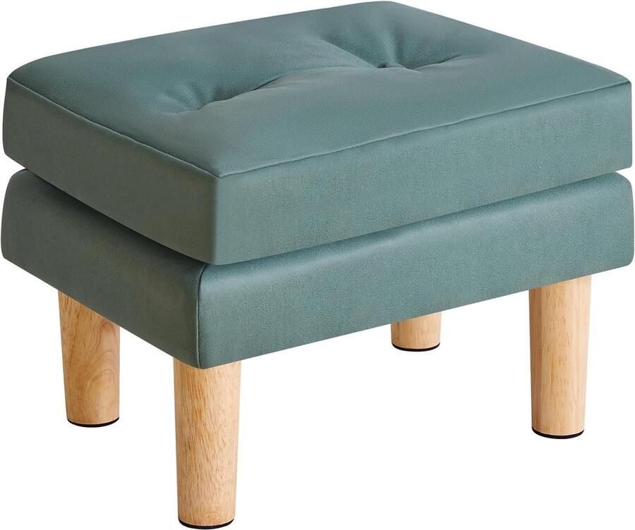 Petit Poef Ottoman Rembourré zitmeubel Geschikt voor woonkamer en slaapkamer 1 stuk Groen Hout en schuim 40×29×32CM