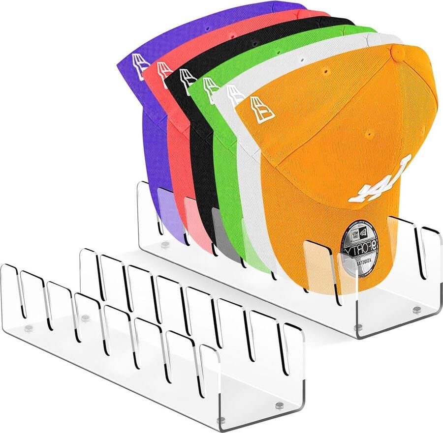 Pettenstandaard voor honkbalpetten hoedenstandaard voor display en organizer geen installatie nodig Acryl hoedenhouder voor 14 honkbalpetten voor slaapkamer kast ladekast en muur