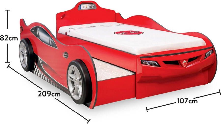 Peuter Autobed Rood Turbo Design Met Onderbed Ideaal voor Kinderkamers