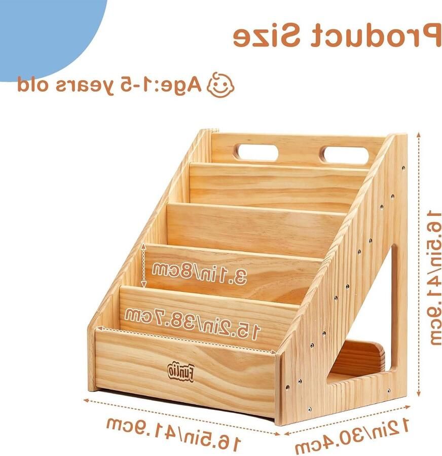 Peuters Montessori Boekenkast Handvat & kantelbeveiliging Premium grenenhout CPC-gecertificeerd Ideale boekenopslag 1-5 jaar