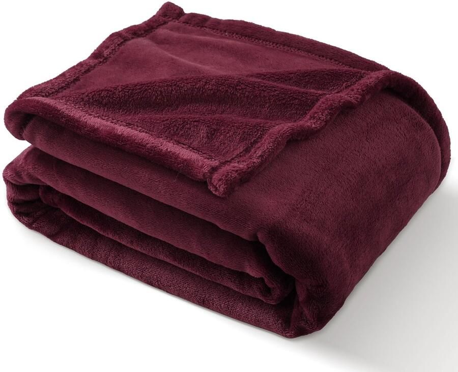 PHF Knuffeldeken Fluffy Fleece Deken 130x150cm Oeko-Tex Zachte Warme Deken voor Bank Slaapbank Bedspreien & Knuffeldekens Bank Deken Wijnrood