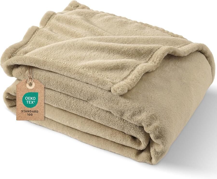 PHF Knuffeldeken Fluffy Fleece Deken 130x150cm Oeko-Tex Zachte Warme Deken voor Bank Slaapbank Bedspreien & Knuffeldekens Bank Deken Khaki