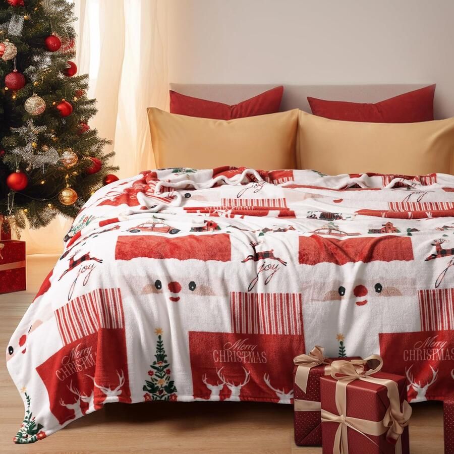 PHF Knuffeldeken Fluffy Fleece Deken 230x270cm Oeko-Tex Zachte Warme Deken voor Bank Slaapbank Bedspreien & Knuffeldekens Bank Deken Christmas Island