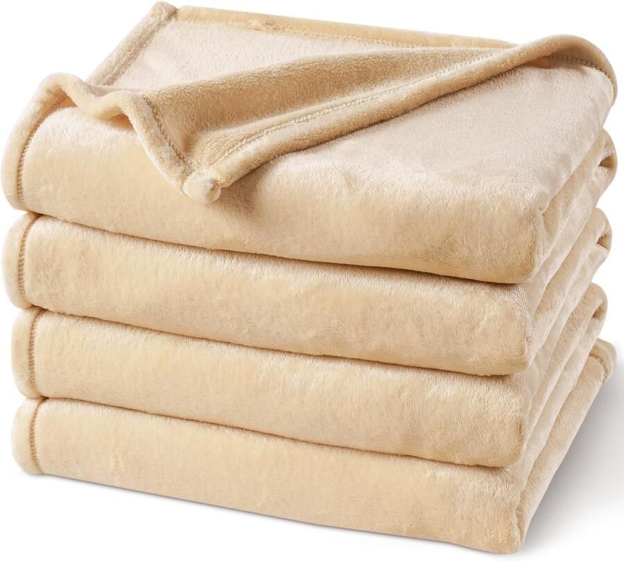 PHF Knuffeldeken Fluffy Fleece Deken 230x270cm Oeko-Tex Zachte Warme Deken voor Bank Slaapbank Bedspreien & Knuffeldekens Bank Deken Beige