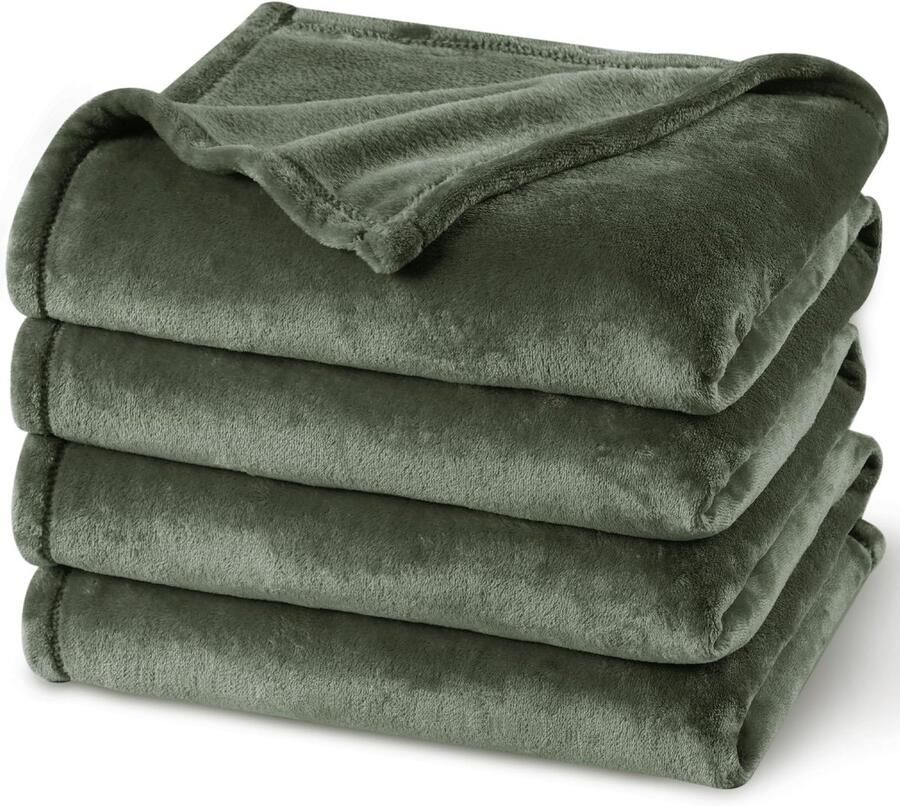 PHF Knuffeldeken Fluffy Fleece Deken 230x270cm Oeko-Tex Zachte Warme Deken voor Bank Slaapbank Bedspreien & Knuffeldekens Bank Deken Olijfgroen