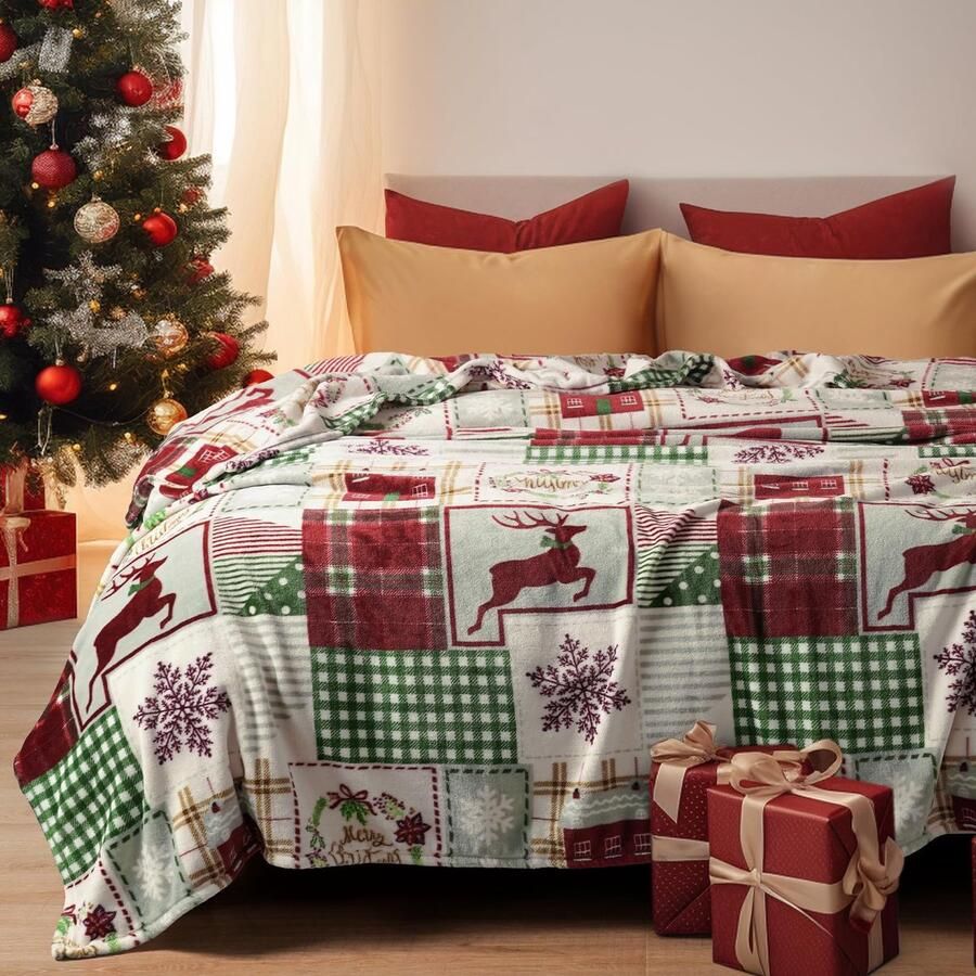 PHF Knuffeldeken Fluffy Fleece Deken 130x150cm Oeko-Tex Zachte Warme Deken voor Bank Slaapbank Bedspreien & Knuffeldekens Bank Deken Rendier