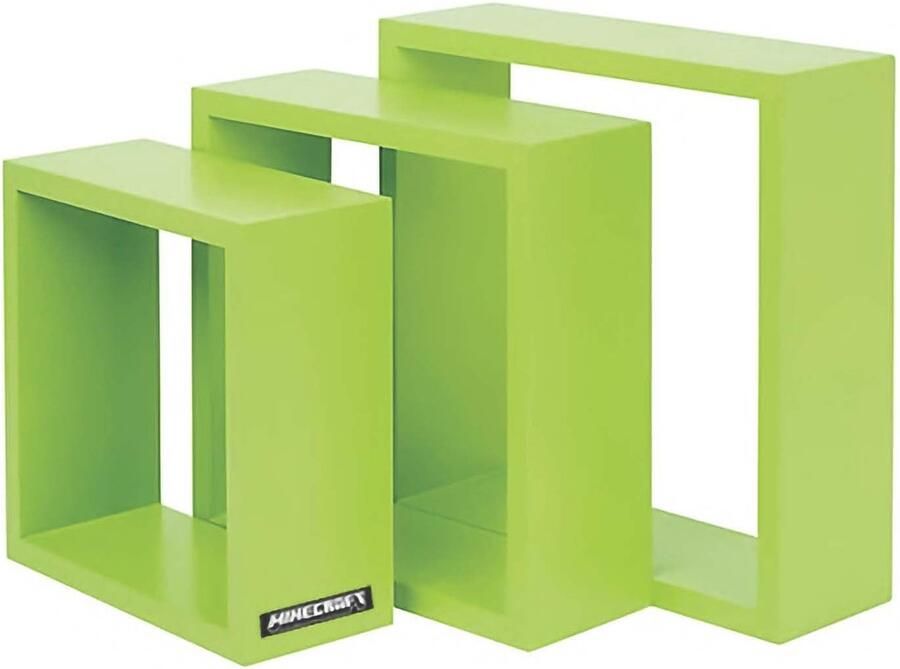 Phoenix group AG MINECARFT Wandplanken set van 3 kubussen in verschillende maten groen