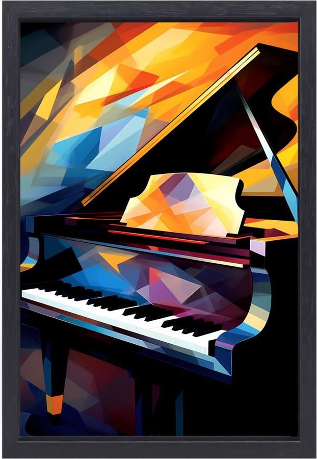 Piano portret Instrument wanddecoratie Schilderij op canvas Stoel Wanddecoratie klassiek Muurdecoratie canvas met baklijst Slaapkamer muurdecoratie canvas met baklijst 40x60 cm