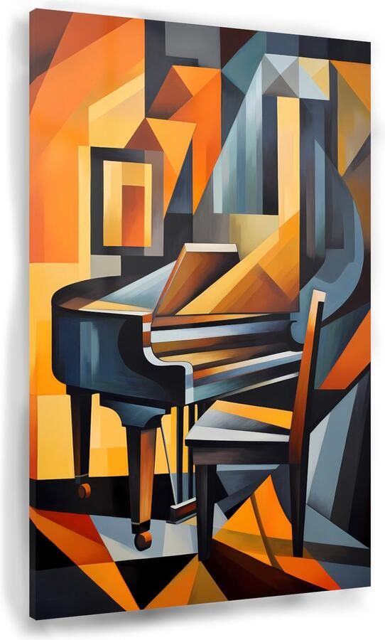 Piano schilderijen Stoel glasschilderijen Wanddecoratie Kubisme Schilderijen op glas industrieel Schilderij acrylglas Schilderijen acrylglas 70x105 cm