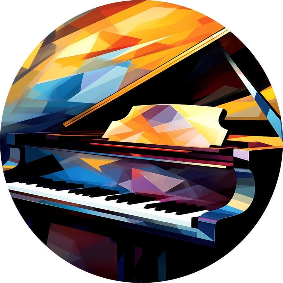 Piano wandcirkels Instrument schilderij rond Stoel Klassieke schilderijen Dibond schilderij Slaapkamer accessoires muurcirkel aluminium 70x70 cm