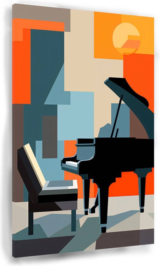Piano wanddecoratie Instrument portret Muurdecoratie Stoel Wanddecoratie modern Canvas schilderij woonkamer Woonaccessoires 40x60 cm