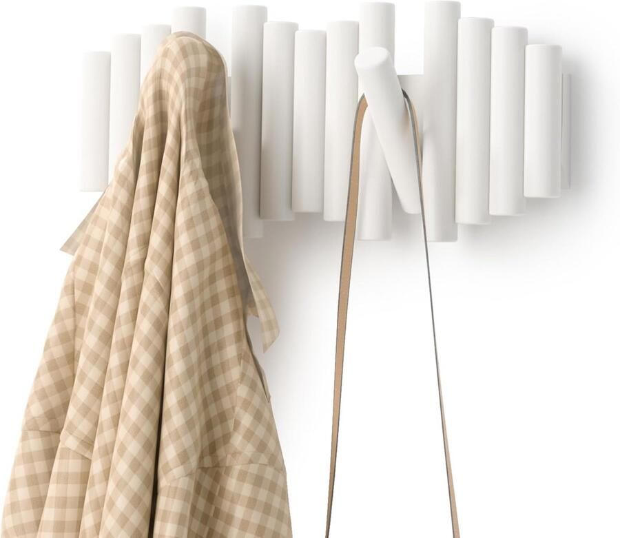 Picket 5 Wandgemonteerde Kapstokhaak Praktisch en Stijlvol 5 Stuks Wit Dennenhout