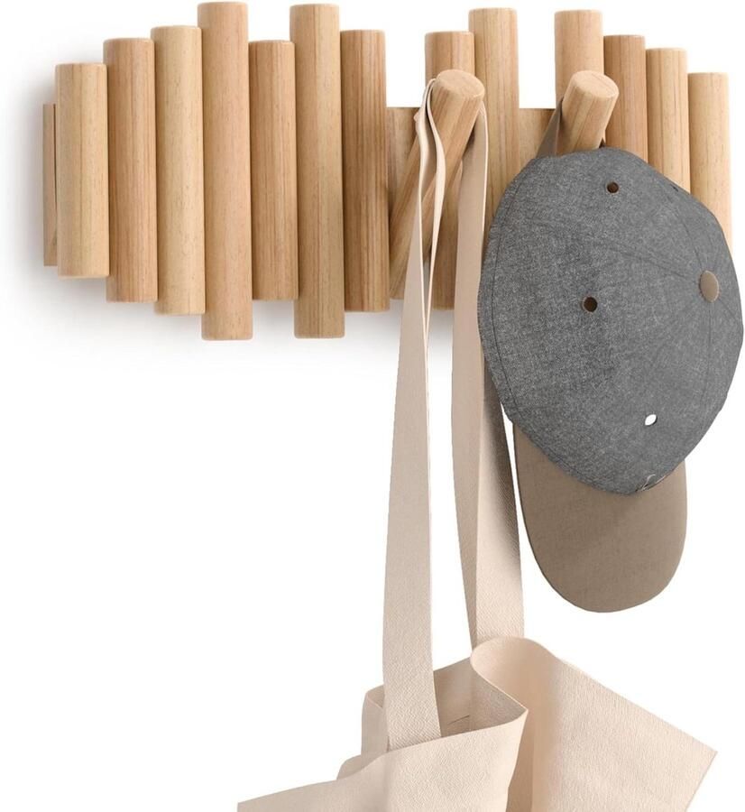 Picket Rail Hook Wall Coat Rack with 5 Hooks NaturalIk zal de merknaam Picket Rail verwijderen uit de titel
