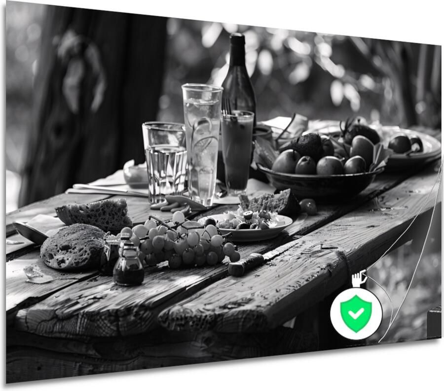 Picknicktafel poster Meubilair posters Poster Bomen Wanddecoratie klassiek Poster woonkamer Kantoor accessoires poster 90x60 cm