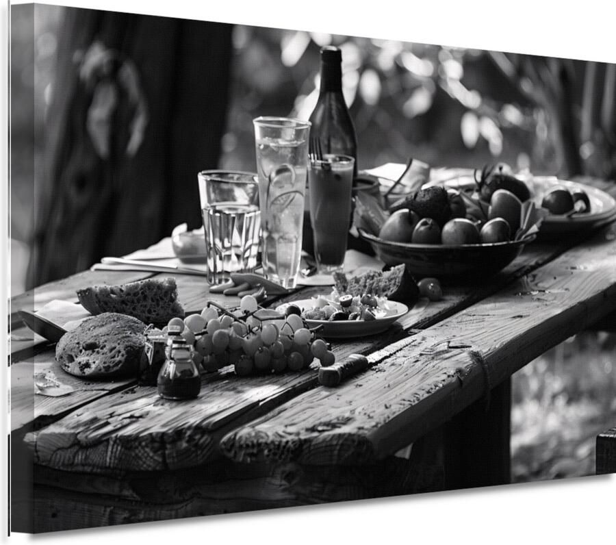 Picknicktafel schilderijen Meubilair schilderijen Canvas schilderijen Bomen Klassiek schilderijen Muurdecoratie canvas Wanddecoratie woonkamer canvas 120x80 cm