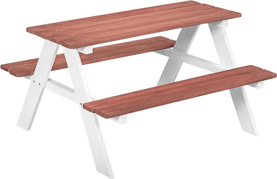 Picknicktafel voor Kinderen met 2 Banken van Massief Hout Tuinmeubel voor Buiten 89x79x50 cm