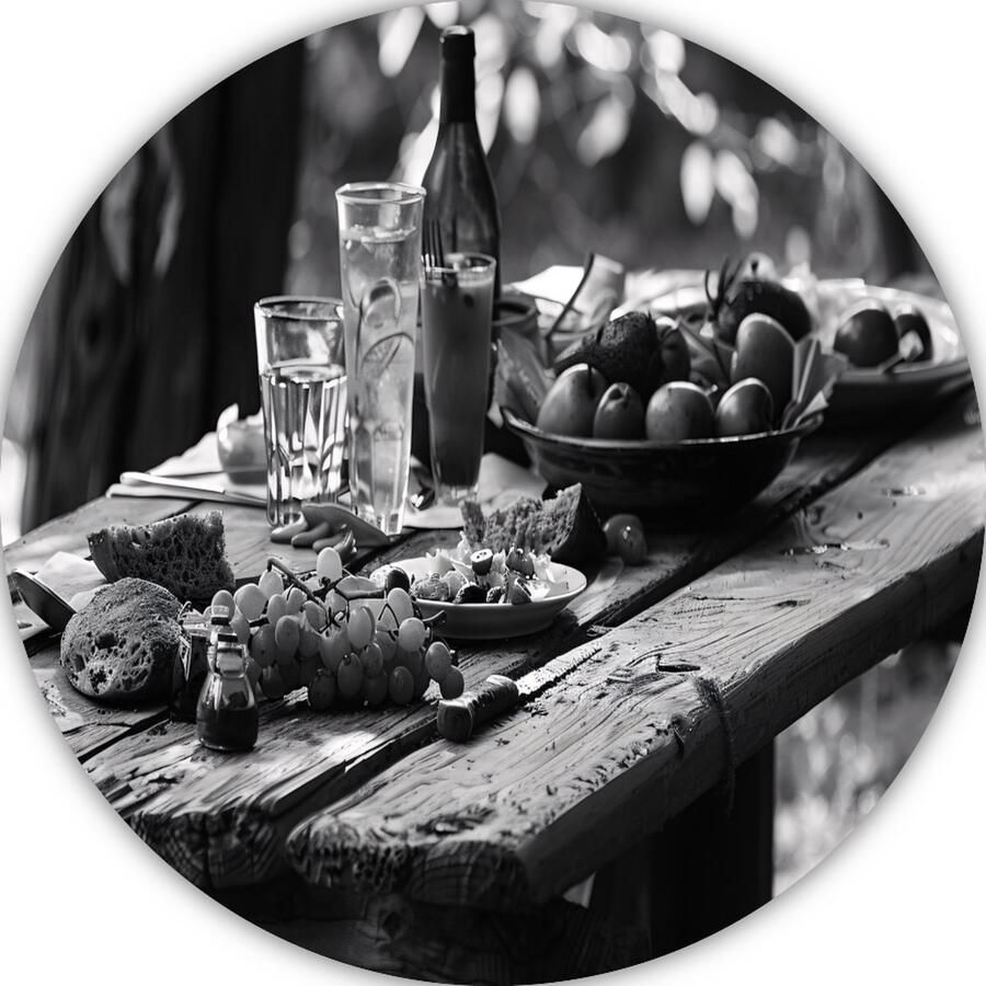 Picknicktafel wanddecoratie rond Meubilair wandbord Bomen Wanddecoratie kinderkamer Schilderij Kunstwerk muurcirkel forex 70x70 cm