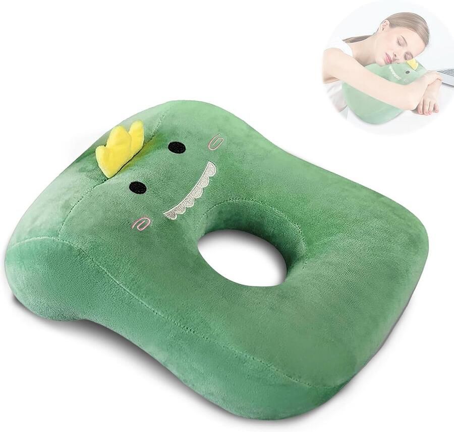Piercing Pillow 26x32cm Desk Pillow Plush Soft Nap Donut Pillow Breathable Desk Sleeping Pillow voor Vrouwen Meisjes en Kinderen (Groen)