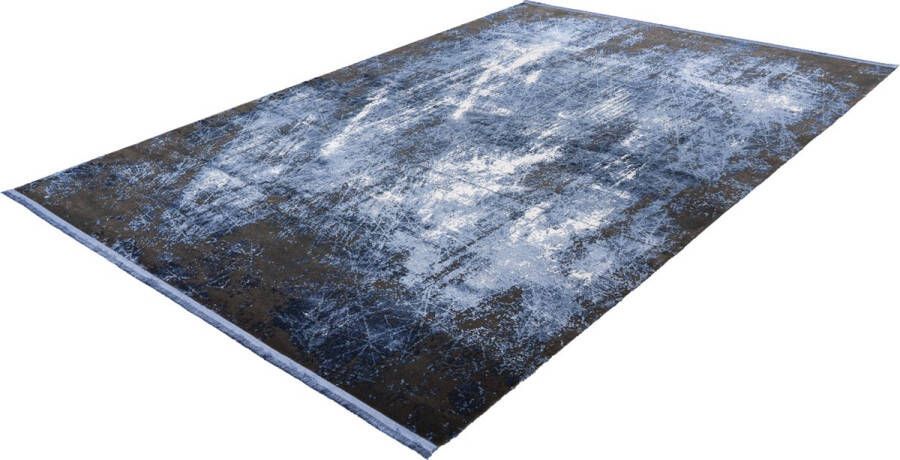 Pierre Cardin Elysee Lalee- Vintage Super zacht Shinny acryl viscose Vloerkleed – hotel sjiek design tapijt fraai – modern designer Karpet 160x230- blauw zwart