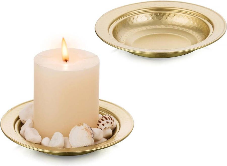 Pijlerkaarshouder Dienblad 15 cm Decoratieve Kaarshouder Kaarsenplaat Metaal Pijlerkaarshouder voor Eettafel Keuken Werkblad Salontafel Organisator Thuis Bruiloft Decor Goud