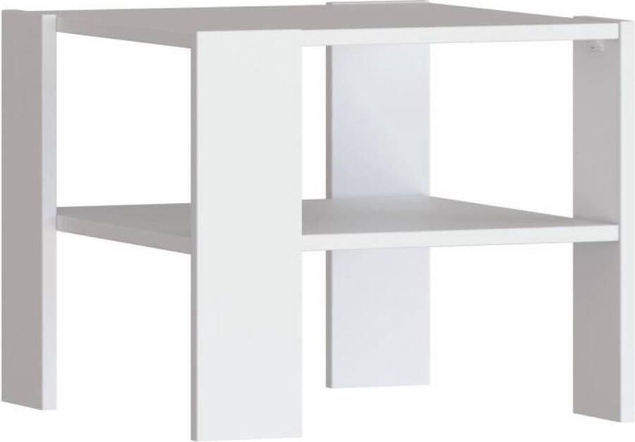 Merkloos PILVI Salontafel met 2 dienbladen Eigentijdse stijl Melaminedeeltjes Wit en licht betondecor L55 x D55 x H45 cm
