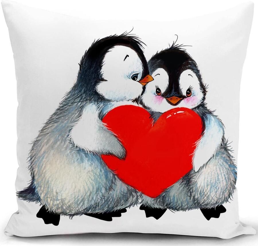 Pinguïn kussensloop voor bruiloft voor hem haar paar vriend vriendin verloving verjaardag Moederdag Valentijnsdag decoratie voor bank