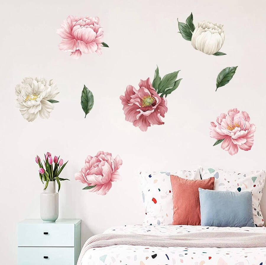 Pioen Bloem Muurstickers Tuin Bloemen Plant Muurtattoo Woonkamer Slaapkamer Bank Wanddecoratie