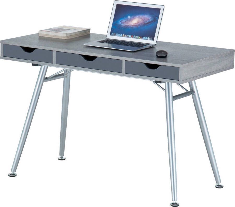 Piranha COLEY Retro Bureau Compact Computerbureau Zilver Grijs Klein Bureau met Opbergruimte Bureautafel met Lades Buro PC Bureau Smal Bureau PC 40y