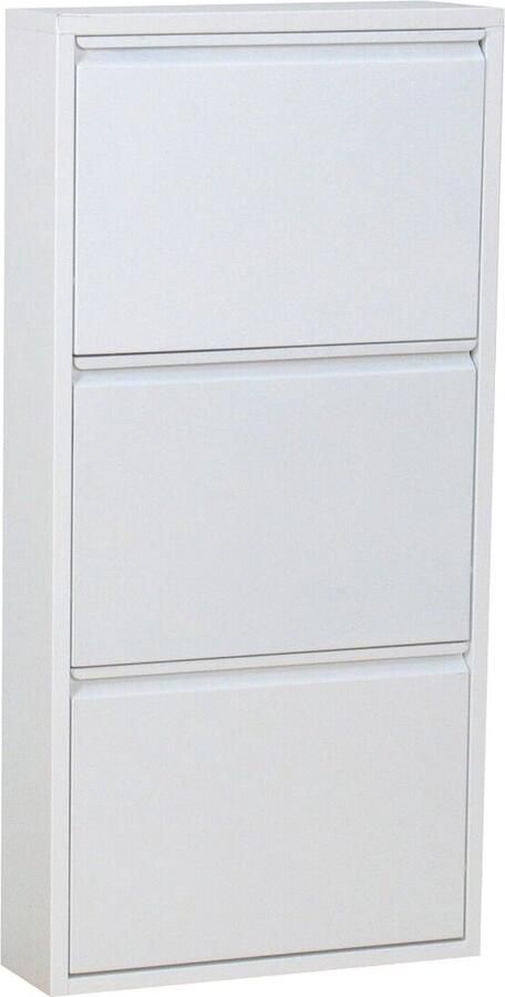 Hioshop Pisa schoenenkast wit metaal met 3 vakken.